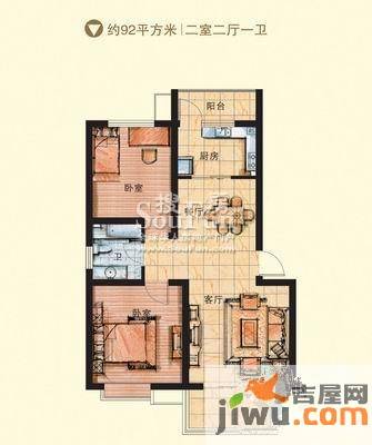 银座动感世代2室2厅1卫92㎡户型图