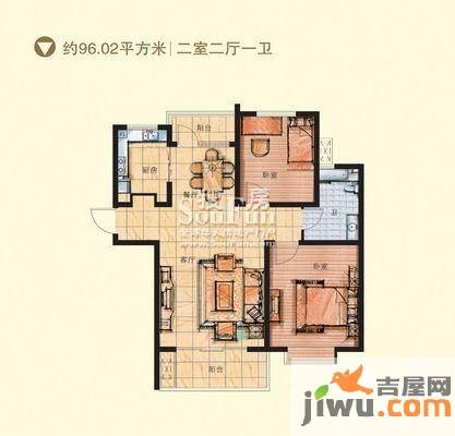 银座动感世代2室2厅1卫96㎡户型图