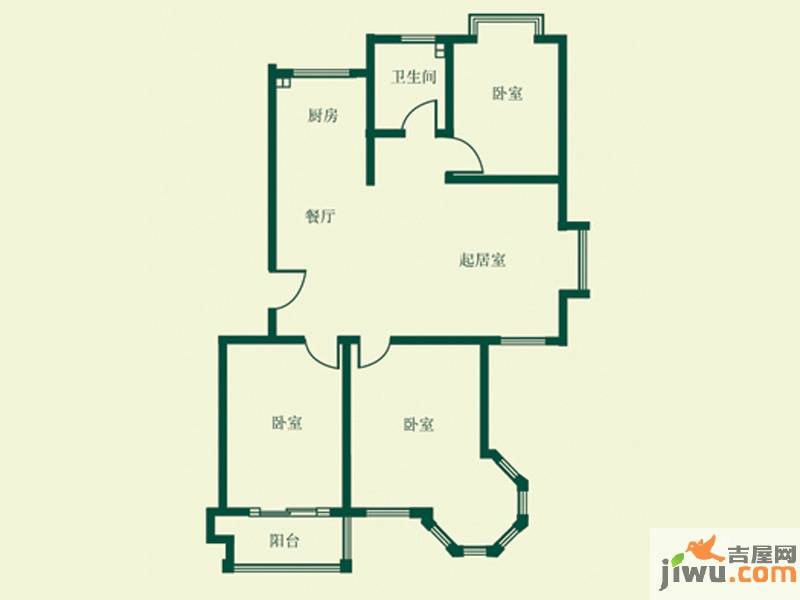 城建竹韵山色3室2厅1卫112㎡户型图