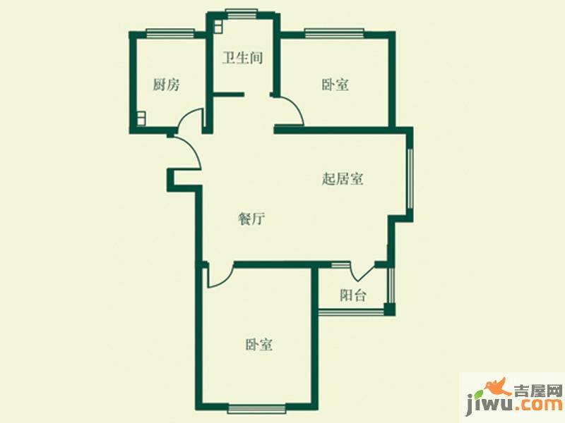 城建竹韵山色2室2厅1卫99㎡户型图