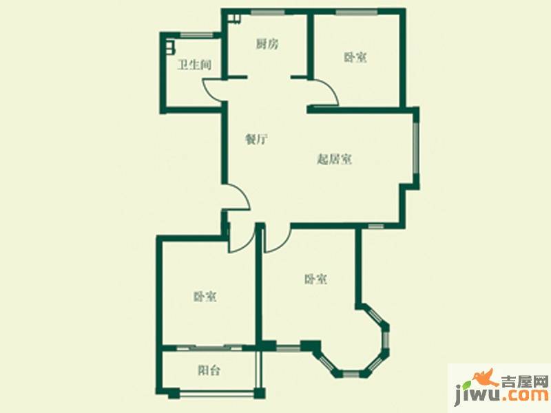 城建竹韵山色3室2厅1卫122㎡户型图