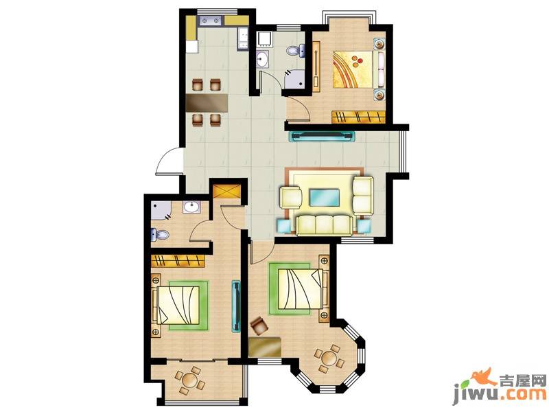 城建竹韵山色3室2厅2卫116㎡户型图