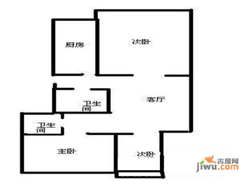 鑫福嘉苑3室1厅1卫92㎡户型图