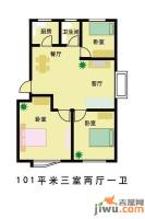 贵都花园3室2厅1卫101㎡户型图