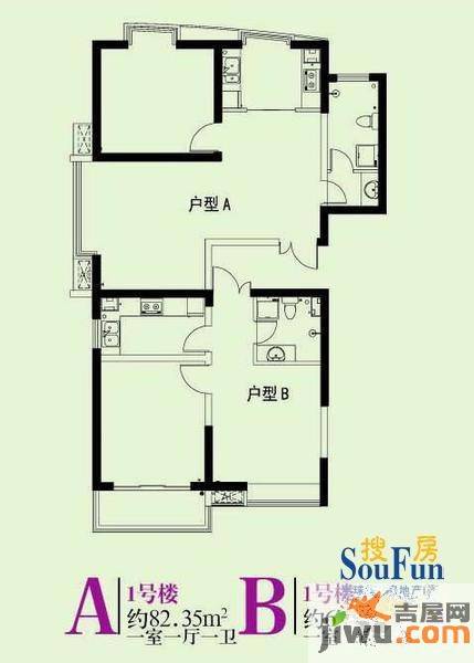 中南海湾新城1室1厅1卫82㎡户型图