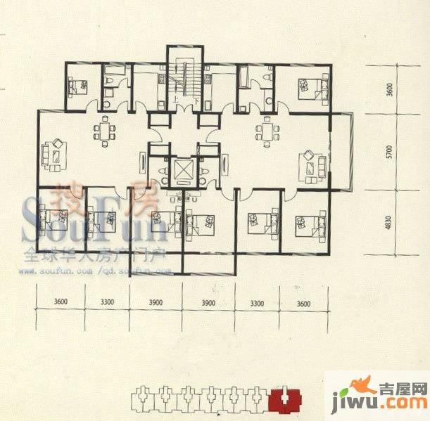 青岛启阳国际4室2厅2卫160㎡户型图