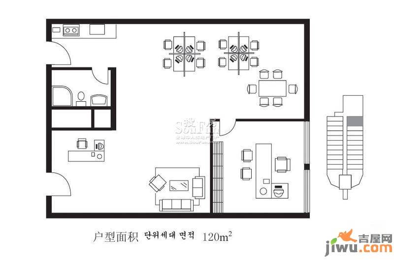 青岛启阳国际1室1厅1卫62㎡户型图