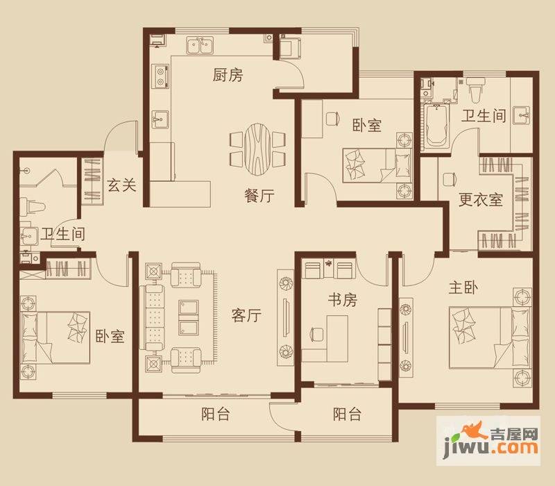 天泰新罗园4室2厅2卫165㎡户型图