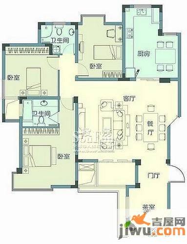 海信慧园3室2厅2卫141㎡户型图