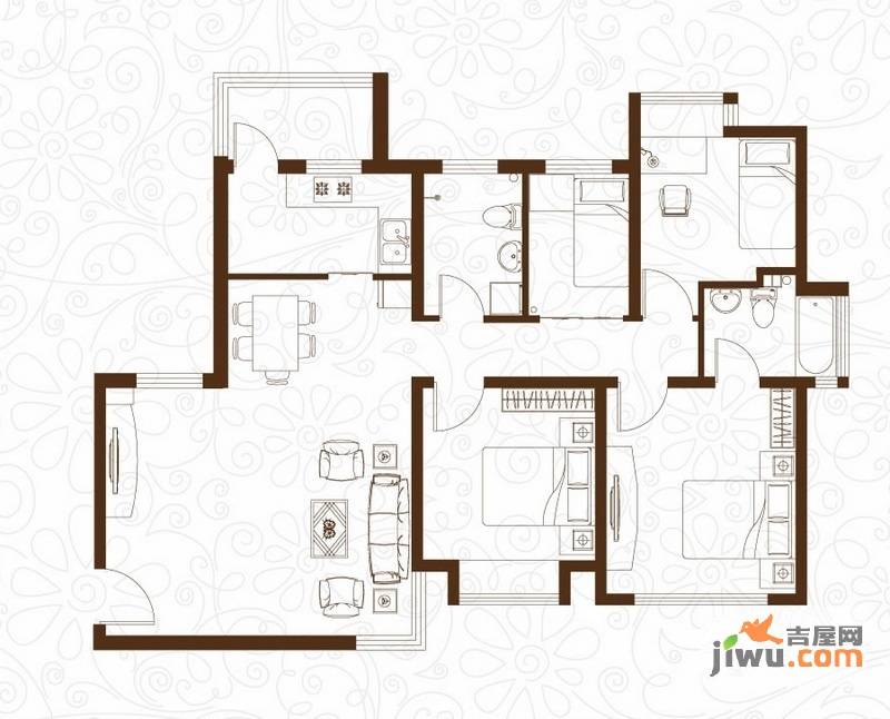 学府西院4室2厅2卫126.1㎡户型图