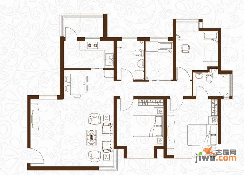 学府西院4室2厅2卫125.1㎡户型图