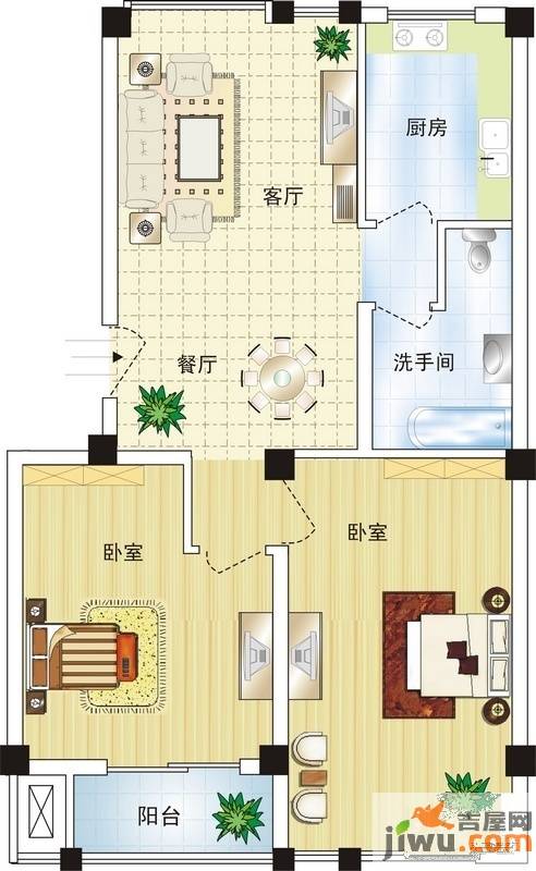 澜溪镇2室2厅1卫78.2㎡户型图