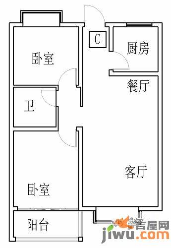 碧桂园凤凰山庄2室2厅1卫86.8㎡户型图