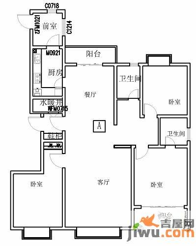 碧桂园凤凰山庄3室2厅1卫167.4㎡户型图