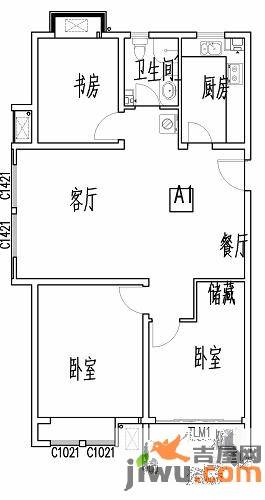 碧桂园凤凰山庄3室2厅1卫113.2㎡户型图