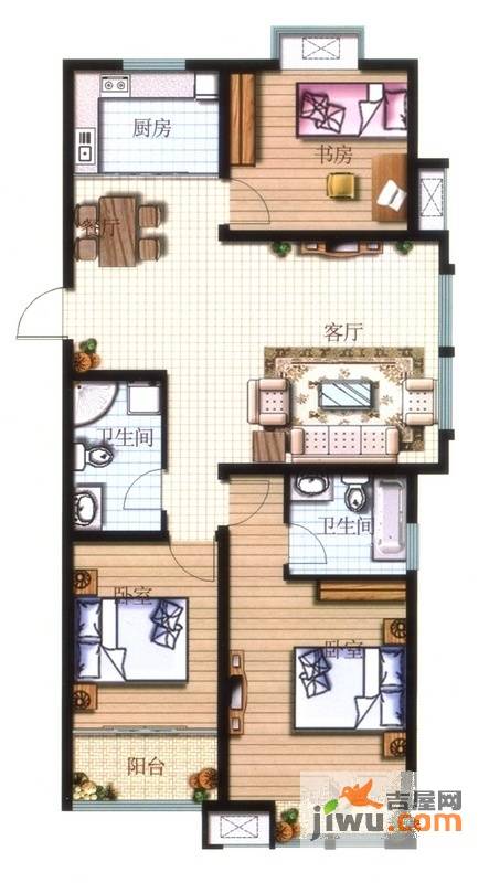 碧桂园凤凰山庄3室2厅2卫122㎡户型图