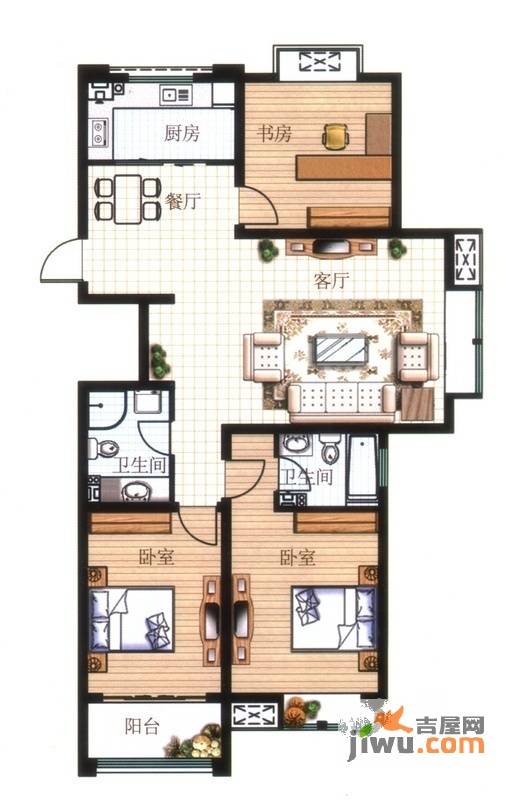 碧桂园凤凰山庄3室2厅2卫131㎡户型图