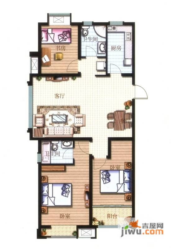 碧桂园凤凰山庄3室2厅2卫118㎡户型图