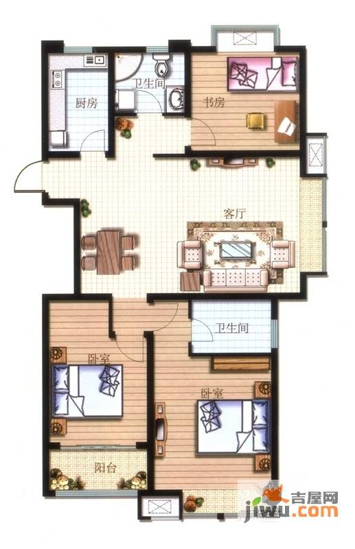 碧桂园凤凰山庄3室2厅2卫130㎡户型图