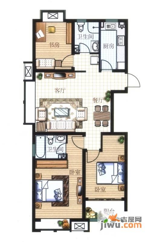 碧桂园凤凰山庄3室2厅2卫113㎡户型图