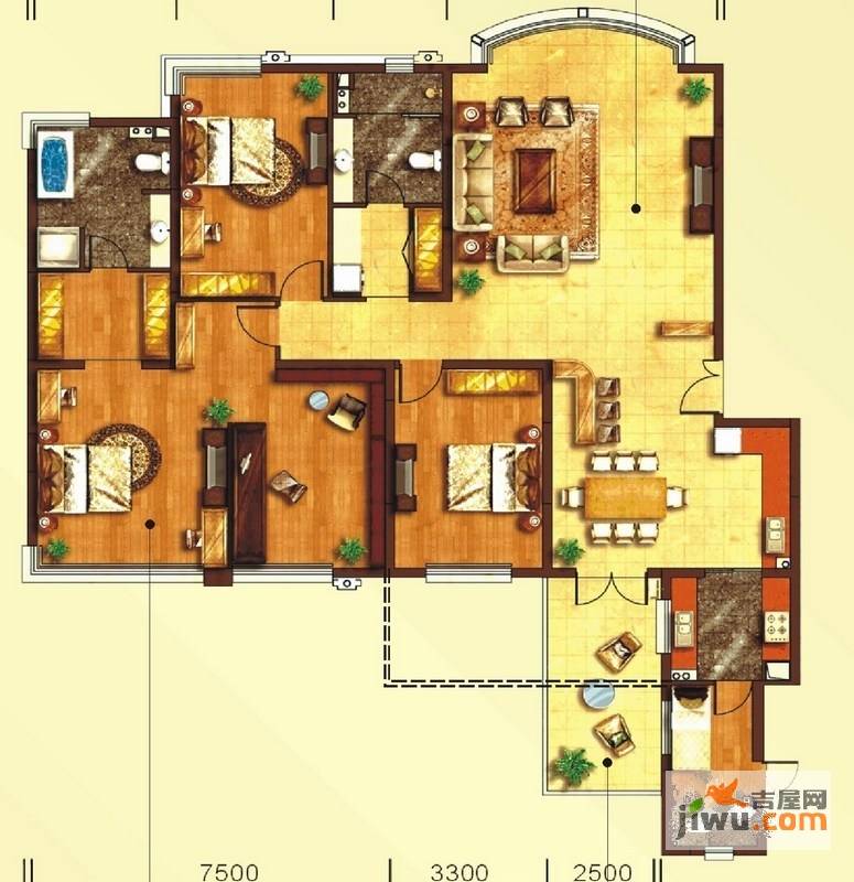 东上海赋3室2厅3卫229㎡户型图