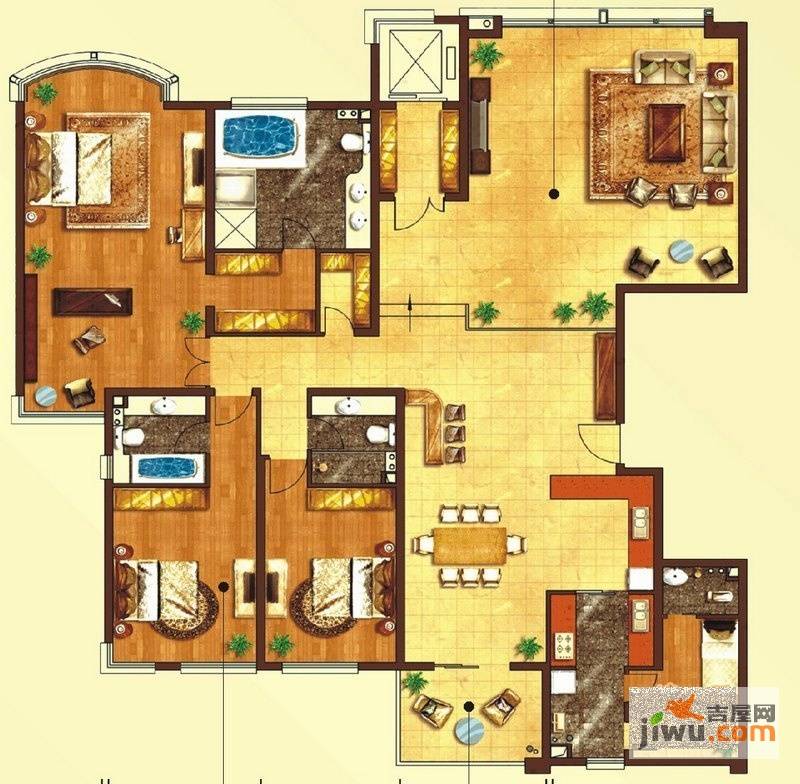 东上海赋3室2厅4卫283.8㎡户型图