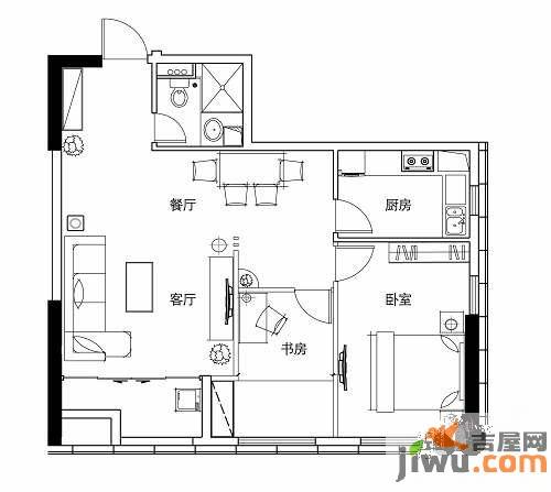 振华国际广场3室2厅1卫93.4㎡户型图