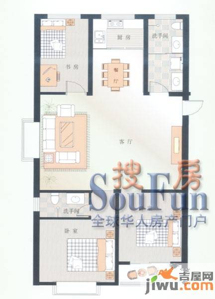 香格里拉花园3室2厅2卫户型图