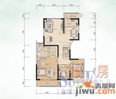 世纪华庭3室2厅2卫237.3㎡户型图