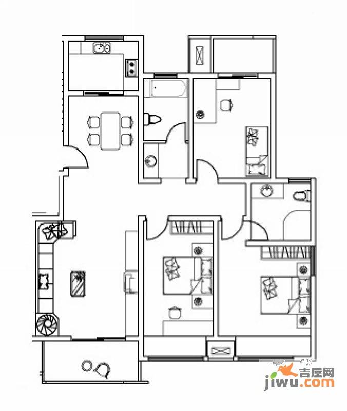 盛世东方3室2厅2卫130.2㎡户型图