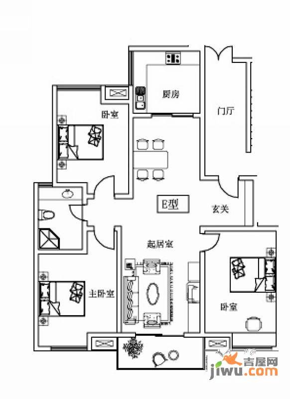 盛世东方3室2厅1卫112.7㎡户型图