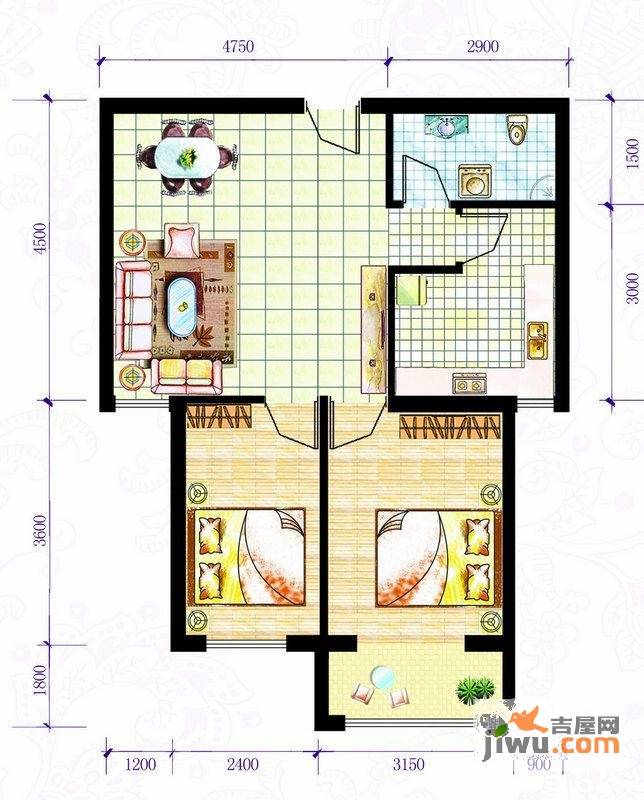 佳隆凤凰公馆2室2厅1卫73㎡户型图