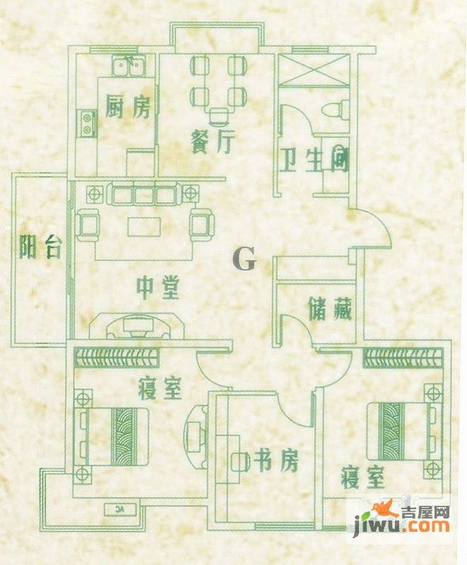 富甲逸品3室2厅1卫户型图