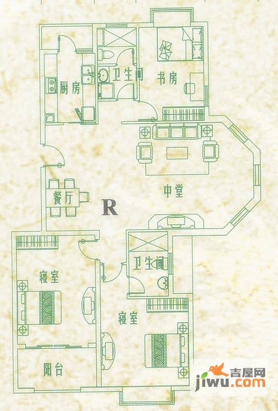 富甲逸品3室2厅2卫户型图