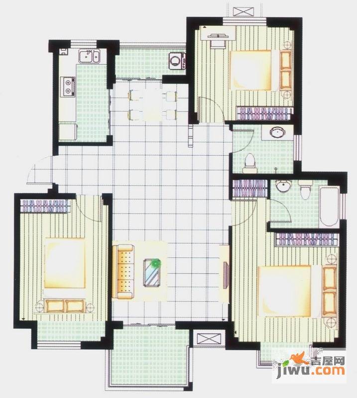 融基丽景园3室2厅2卫116㎡户型图