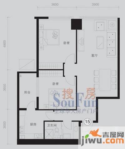 阳光100城市广场2室2厅1卫户型图