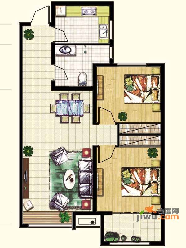 泉景天沅仁园2室2厅1卫99㎡户型图