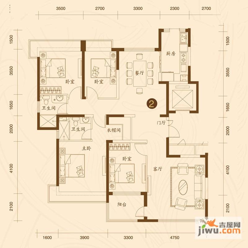 济南恒大名都4室2厅2卫179㎡户型图