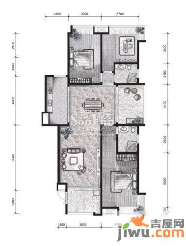 中齐他山4室2厅2卫160㎡户型图