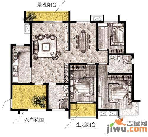 中齐他山3室2厅2卫户型图