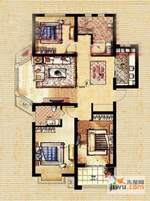 齐鲁涧桥3室2厅2卫118㎡户型图