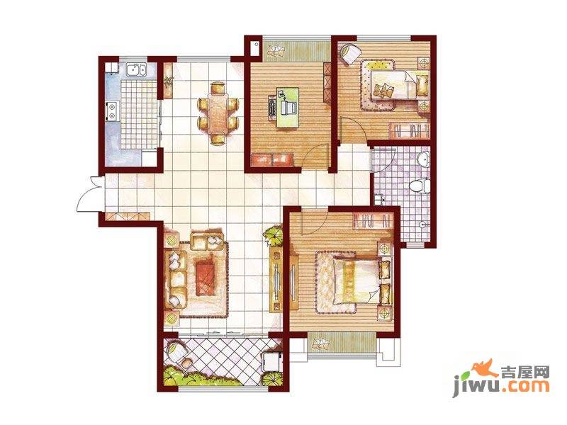 四建美林苑3室2厅1卫131.9㎡户型图