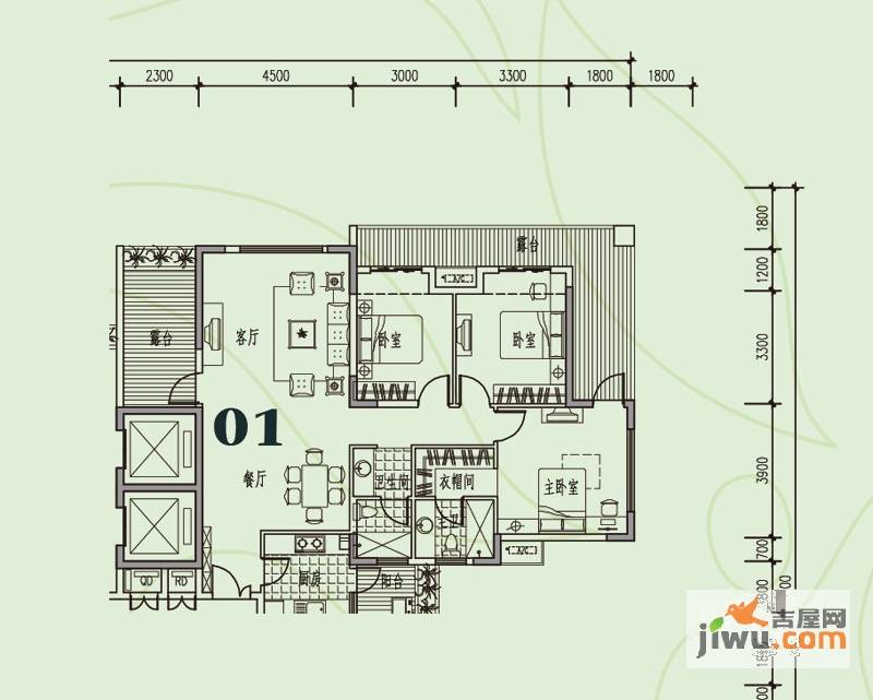 文成逸都3室2厅2卫122.5㎡户型图