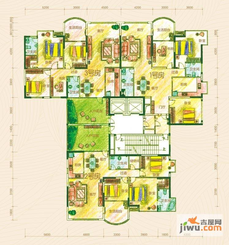 黔灵文峰苑3室2厅2卫126㎡户型图