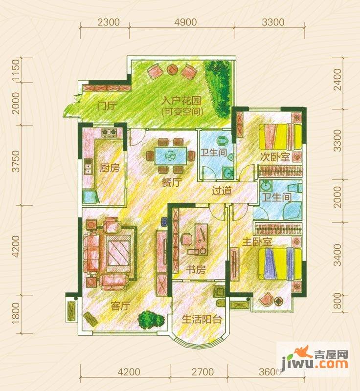 黔灵文峰苑3室2厅2卫115.8㎡户型图