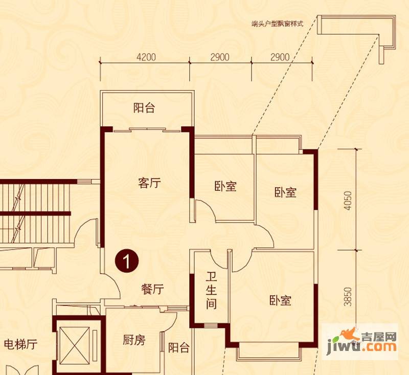 恒大城3室2厅1卫112.2㎡户型图