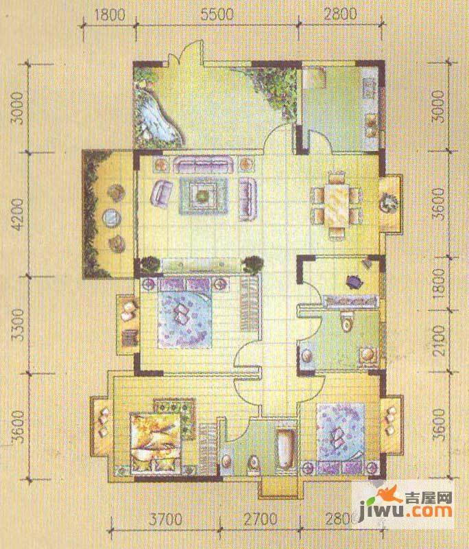 怡馨新寓3室2厅2卫145.3㎡户型图