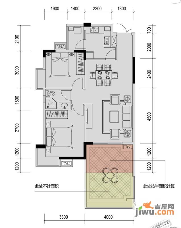 溪山御景2室2厅1卫85.9㎡户型图