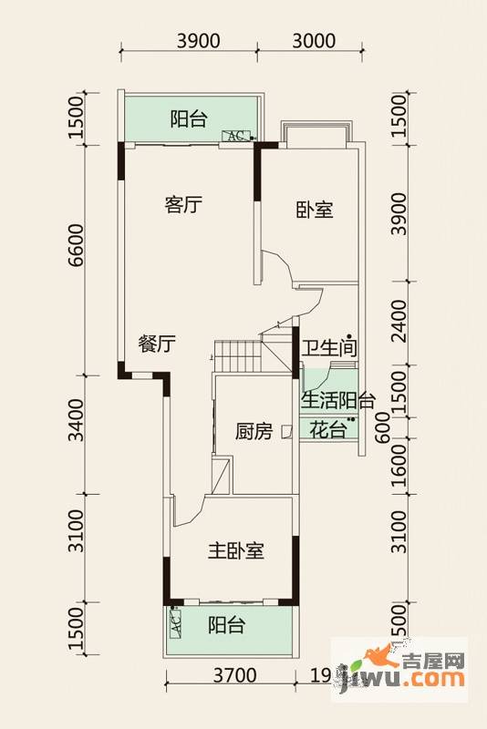 溪山御景3室3厅2卫132.3㎡户型图