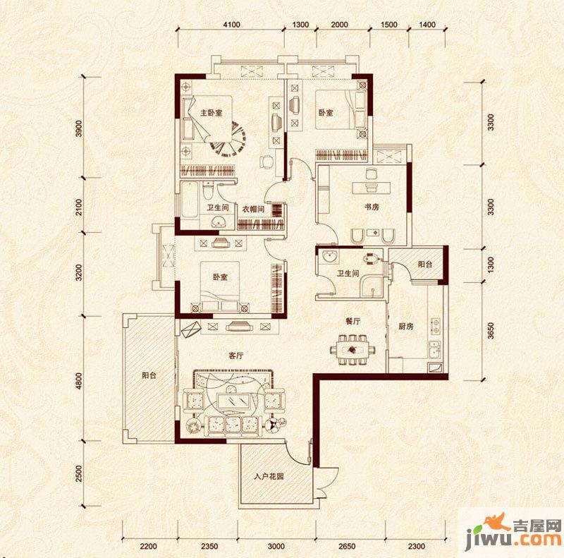 懿府4室2厅2卫156㎡户型图